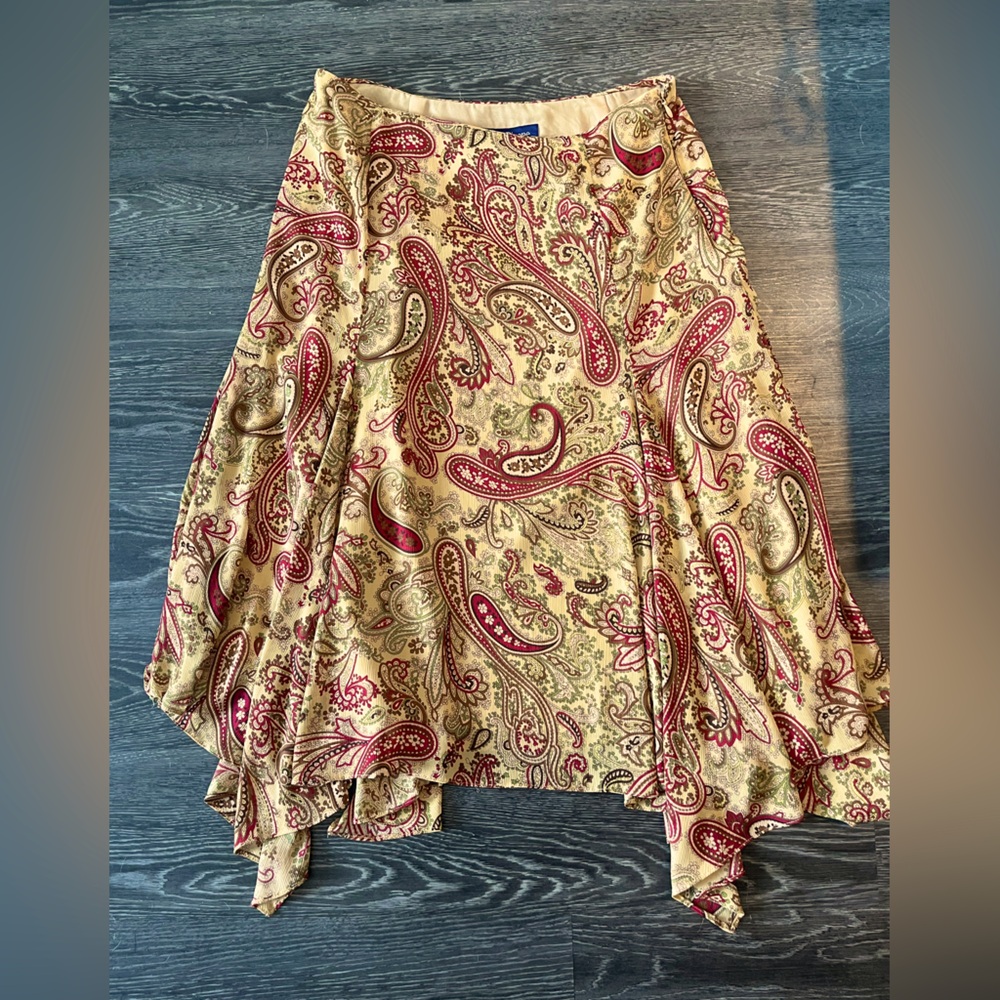 Evan-Picone | Paisley Print Women's Skirt | Tan/Red